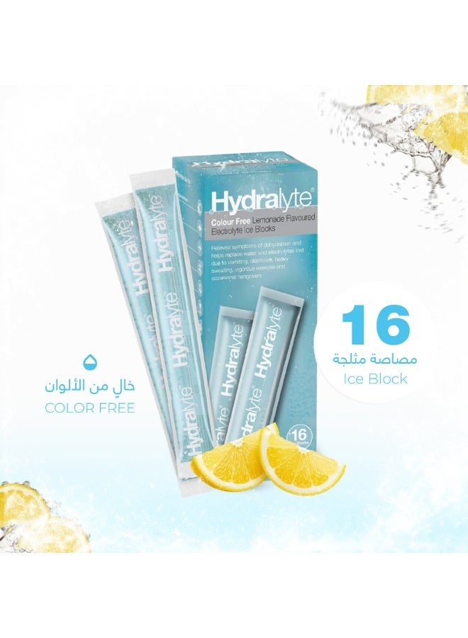 HYDRALYTE ICE BLOCKS COLOUR FREE LEMONADE 62.5mLx16 - Image 1